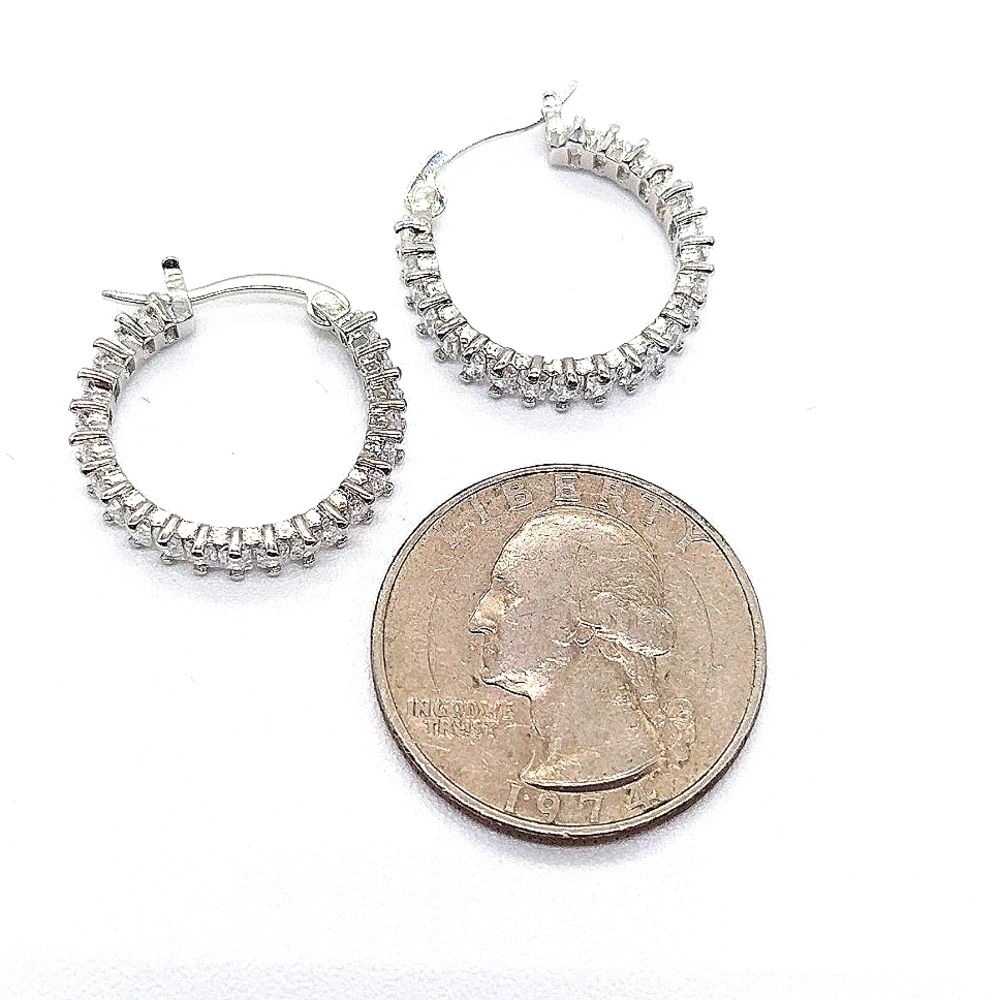 Made with Swarovski Crystals 3/4" Small Hoop Earrings - Picture 6 of 7